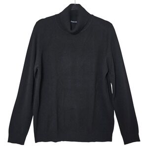 NWT Hudson's Bay Women's Black 100% Cashmere 2-Ply Knit Turtleneck Sweater L